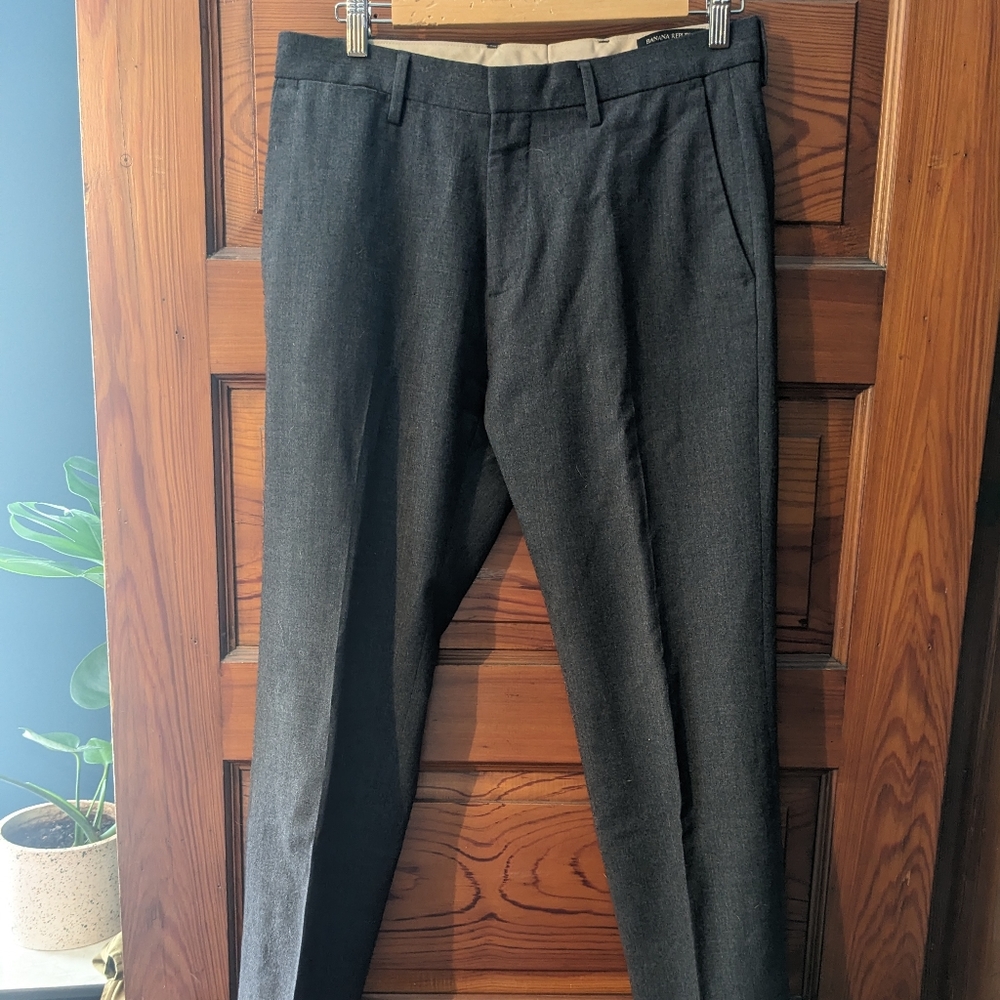 Charcoal Gray Banana Republic Tailored Slim Fit Pants